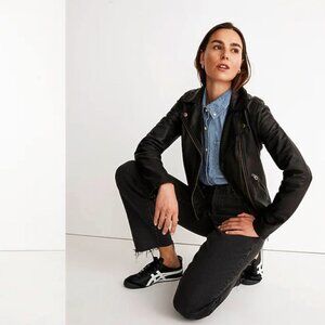 Madewell Washed Leather Motorcycle Jacket: Brass Hardware Edition